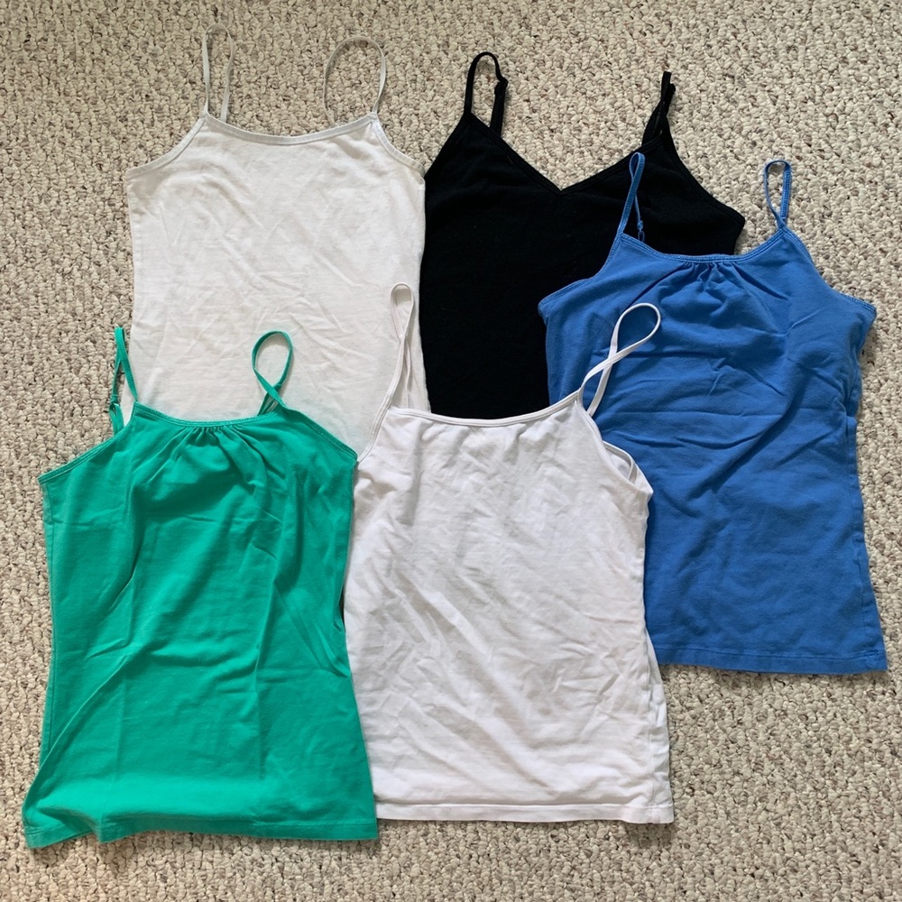 Different colored camis with variety of necklines